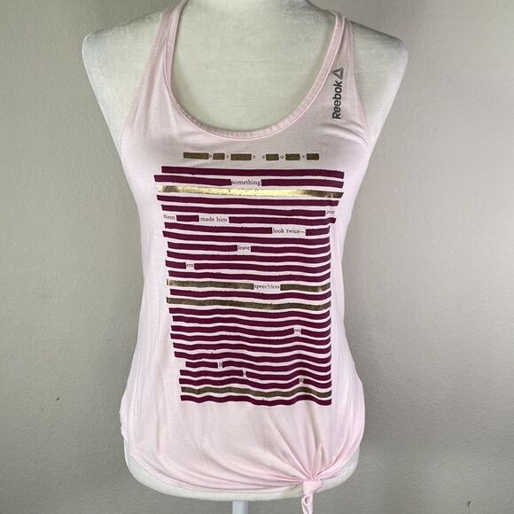 Reebok Leave ‘em Speechless Pink Racerback Tank Top XS - Picture 1 of 5
